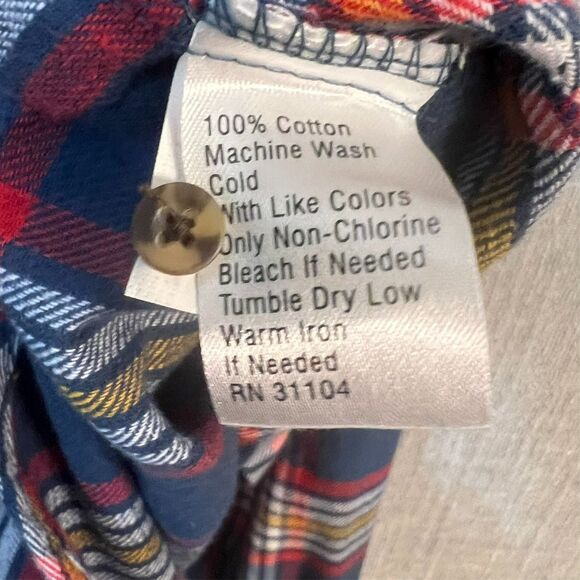 Saddlebred Tartan Flannel Casual Button Up Shirt Mens Size Large L Blue/Red - Picture 4 of 8